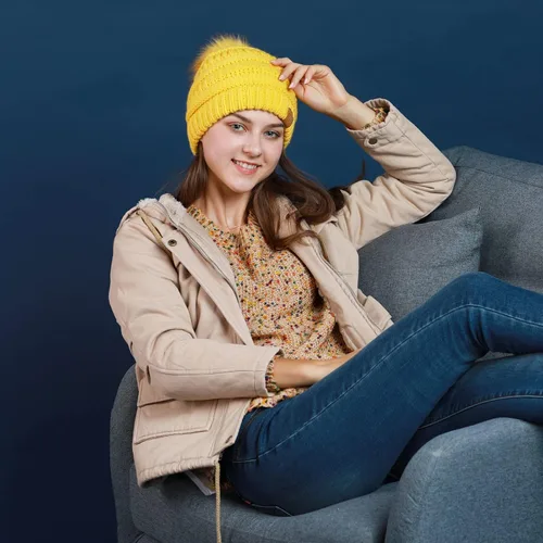 Miniatura 5 de REDESS - Gorro de invierno con pompón y forro polar para mujer, grueso, diseño de calavera