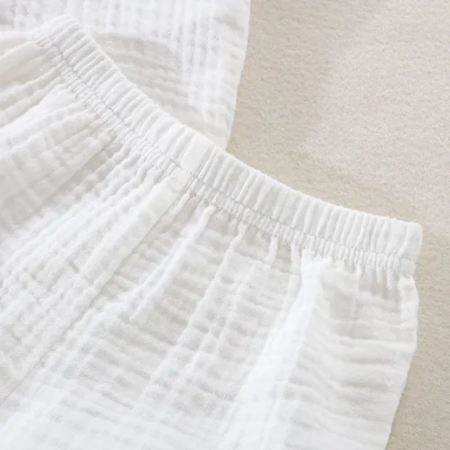 Miniatura 5 de Conjunto de ropa para bebés varones, camisas abotonadas para niños pequeños e infantes + pantalones cortos de gasa de algodón, conjunto de verano