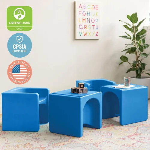 Miniatura 8 de ECR4Kids Tri-Me Silla de cubo 3 en 1, muebles para niños, azul