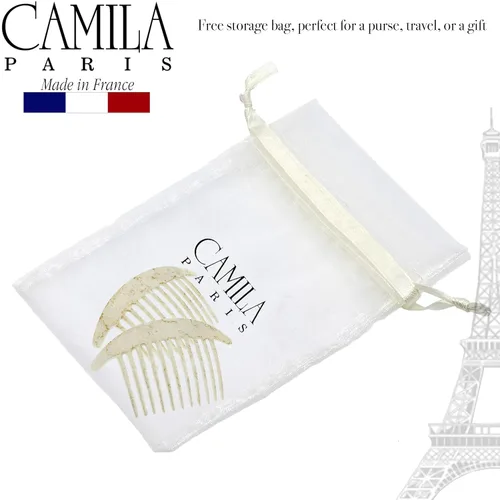 Miniatura 6 de Camila Paris CP2940 - Peines laterales franceses para el cabello, peines entrelazados de perlas blancas, peines de pelo con giro francés, pinzas