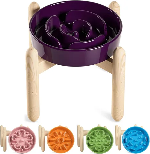 Miniatura 13 de LE TAUCI Cuencos para perros de cerámica de alimentación lenta, cuenco de alimentación lenta de 1.5 tazas para razas pequeñas y medianas, cuenco