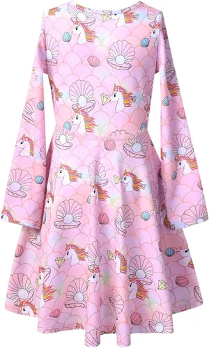 Miniatura 56 de Perfashion Vestidos a juego para niñas y muñecas sin mangas/manga larga, acampanados, faldas de fiesta de unicornio
