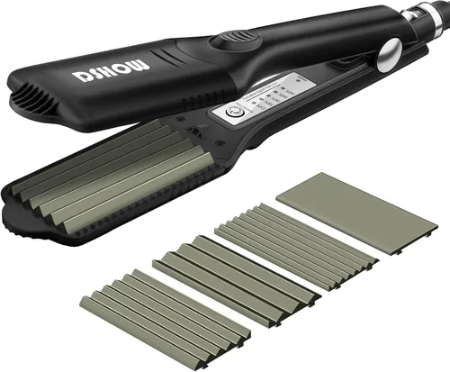 Miniatura 9 de DSHOW 4 en 1 rizador de pelo, plancha alisadora, onduladora con 4 planchas intercambiables de titanio y cerámica (Morado) (Rubor)