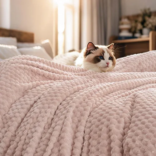 Miniatura 22 de PHF - Manta ultra suave de franela y forro polar tamaño King, manta ligera de forro polar 3D con jacquard, sin desprendimiento, sin formación