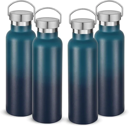 Miniatura 35 de Neihepal Paquete de 4 botellas de agua aisladas de 20 onzas, botella deportiva de doble pared de acero inoxidable con tapa de asa, termo Bubble gum