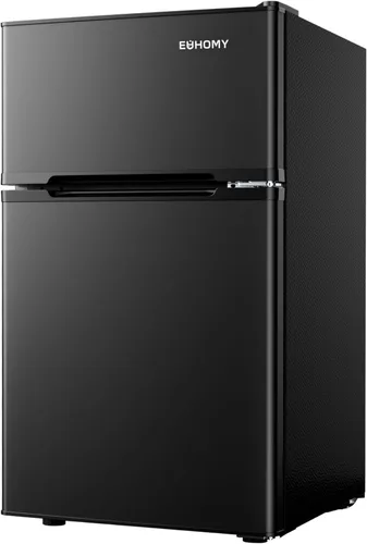 EUHOMY - Refrigerador miniatura con congelador, 3.2 pies cúbicos, refrigerador miniatura con congelador, refrigerador de dormitorio con 2 puertas