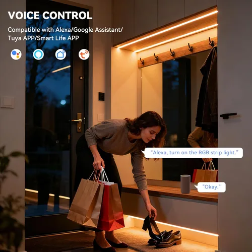 Miniatura 3 de MIWISE Tira de luces LED RGB COB 9.84 pies/3m, tira de luz de cambio de color regulable DC24V, compatible con Alexa/Google Assistant/Tuya, cinta