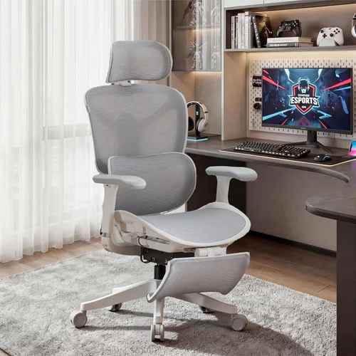 Miniatura 15 de WELAX S9 Pro - Silla de oficina ergonómica de malla con reposapiés y reposabrazos ajustables 6D, silla de escritorio cómoda, profundidad del asiento