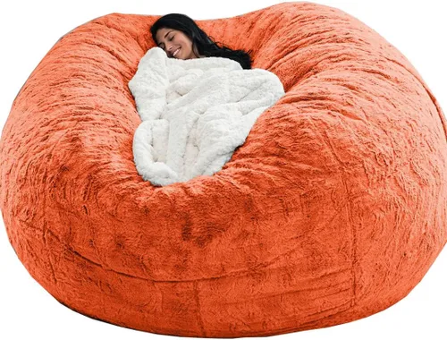 Miniatura 18 de Funda para silla tipo puf de piel gigante para niños y adultos, (sin relleno), muebles de sala de estar, grande, redondo, suave, esponjoso, de piel