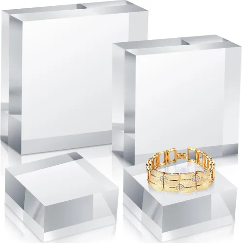Miniatura 12 de Remerry 8 bloques de exhibición de acrílico de 1 x 1 x 1 pulgadas, acrílico pulido transparente, cuadrado, soporte para anillos, adornos de joyería