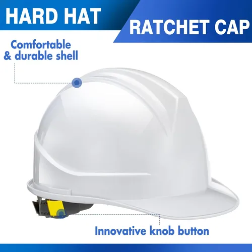 Miniatura 3 de 5 piezas de casco de suspensión blanca estilo gorra de trinquete de construcción para seguridad con almohadilla de algodón para cejas, rejillas