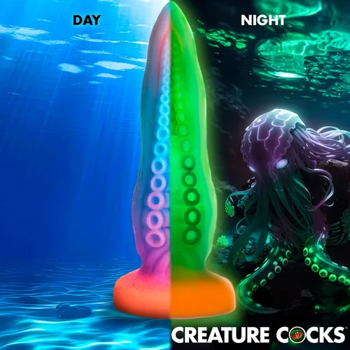 Miniatura 8 de CREATURE COCKS Tenta-Cock - Consolador que brilla en la oscuridad para hombres, mujeres y parejas. Firme y flexible, base de succión fuerte