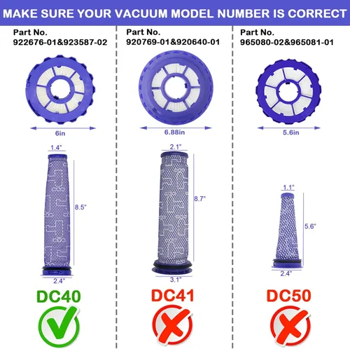 Miniatura 4 de Lemige Paquete de 2 filtros postmotor y 2 piezas de repuesto de filtros premotor para Dyson DC40, animal de bola ligera/delgada, múltiples pisos