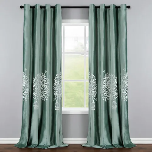 Miniatura 9 de VOGOL Cortinas traslúcidas blancas de 84 pulgadas de largo, cortinas de gasa ligeras bordadas de árbol para granja, 2 paneles de estilo campestre