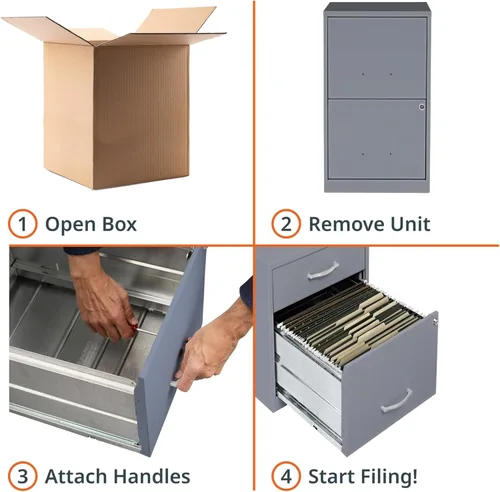 Miniatura 10 de NuSparc - Archivador de 2 cajones con cerradura Construcción de acero premontada Diseño que ahorra espacio, perfecto para el hogar y oficina