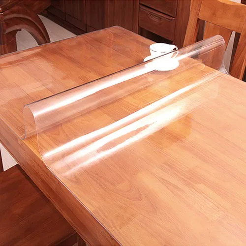 Miniatura 2 de Leoewo Protector de mesa de PVC transparente de 17 x 36 pulgadas, rectangular, de 1.5 mm de grosor, impermeable, de vinilo transparente, protector