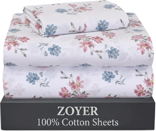 Miniatura 8 de ZOYER Sábanas de 100 % algodón percal tamaño individual, refrescantes y transpirables, duraderas, con una sensación nítida, suave y cómoda, bolsillo