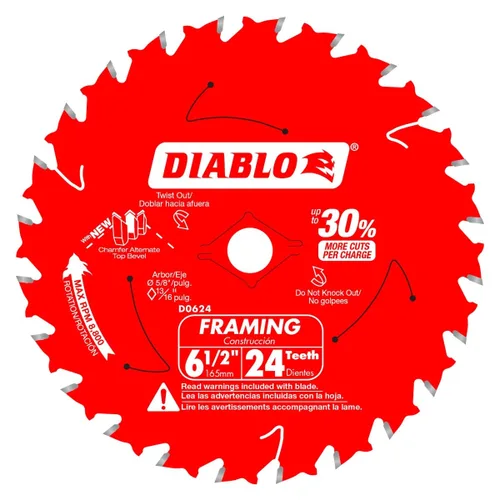 Miniatura 2 de Freud D0624A Diablo 6-1/2 pulgadas 24T ATB Perma-Shield Hojas para sierra de marco, paquete de 2