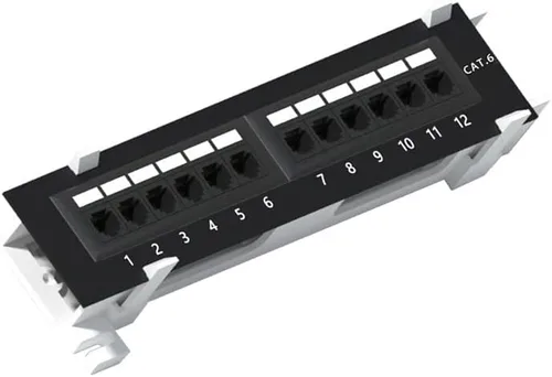 Miniatura 8 de 1U 12 puertos Cat5E Wallmount Patch Panel, UTP Ethernet Patch Panel con RJ45 Cat5E adaptador Patch Panel
