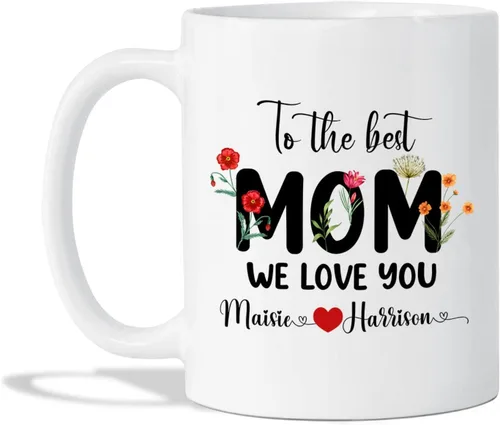 Miniatura 25 de Tazas de té personalizadas para mamá y 3 niños, tazas de café personalizadas para mamá, regalos para madre, taza madre personalizada con nombres