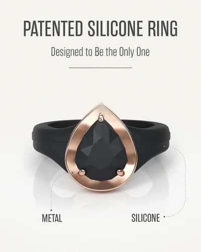 Miniatura 5 de Rinfit Anillos de Silicona para Mujeres - Bandas de Boda de Goma Anillos Apilables Realzador - Conjuntos de Anillos Nupciales de Pera con Marco