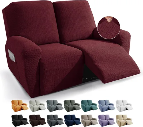 Miniatura 38 de JIVINER Fundas de sofá reclinable de 8 piezas, fundas elásticas de jacquard para sofá reclinable, fundas para sala de estar, protector suave de 3