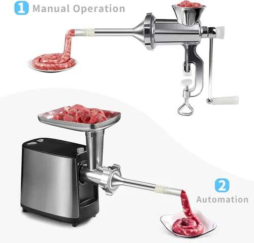 Miniatura 6 de Gdrtwwh Tubos de relleno de salchichas para picadora de carne, kit de relleno de salchichas #12 para accesorio de molinillo de alimentos