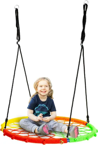 Miniatura 8 de Wonline Columpio para árbol de telaraña de 40 pulgadas, capacidad de peso de 330 libras, columpio de red para interiores y exteriores para niños