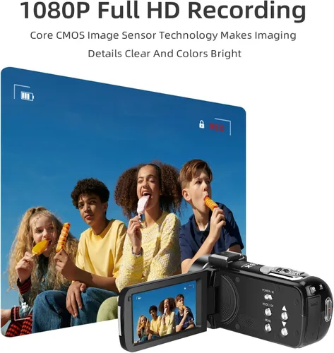 Miniatura 4 de ORDRO Videocámara Grabadora de Cámara Digital Full HD 1080P 30FPS 30MP 3.0 Pulgadas 270 Grados Rotación LCD 18X Zoom Digital con Tarjeta de 16GB y 2