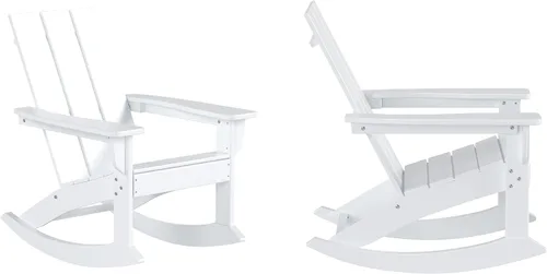 Miniatura 11 de HDPE Laguna Silla mecedora Adirondack de polietileno para exteriores (juego de 2), color negro