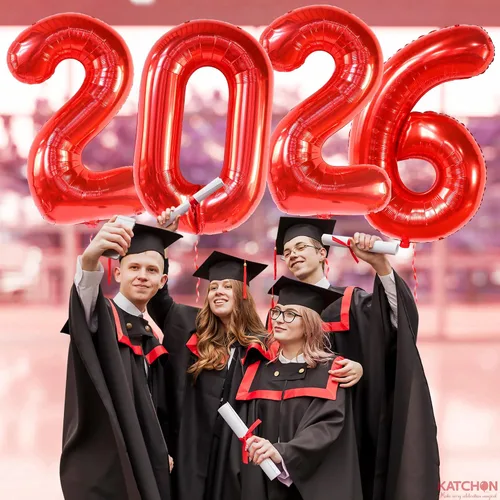 Miniatura 7 de KatchOn - Globos rojos gigantes 2023 de 40 pulgadas, globos de graduación 2023 rojos, decoraciones de fiesta de graduación 2023, globos para Rojo