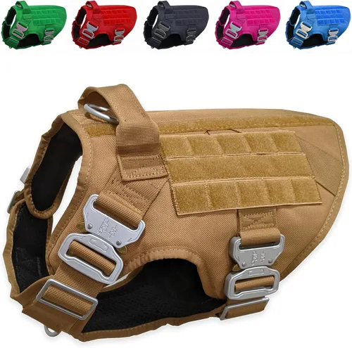 Miniatura 12 de Arnés táctico para perro con 4 hebillas de metal. Chaleco táctico para perro sin tirones con asa, arnés resistente para perros pequeños, chaleco