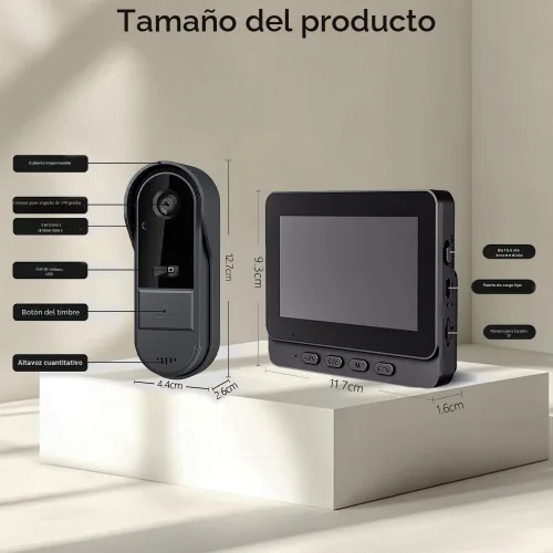 Miniatura 6 de TKMARS Cámara Timbre Inalámbrica Sin Suscripción 1080P, Cámara de Timbre de Puerta Impermeable con Pantalla de Monitor, Almacenamiento Gratuito, SIN