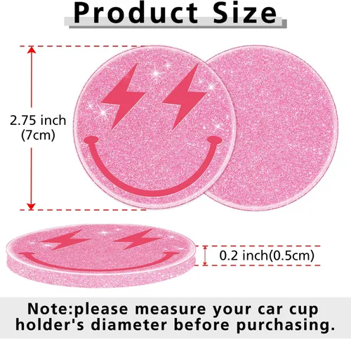 Miniatura 2 de Jupswan Portavasos para automóvil, paquete de 2 unidades, lindo diseño de sonrisa, acrílico, nuevo automóvil, accesorios para decoración