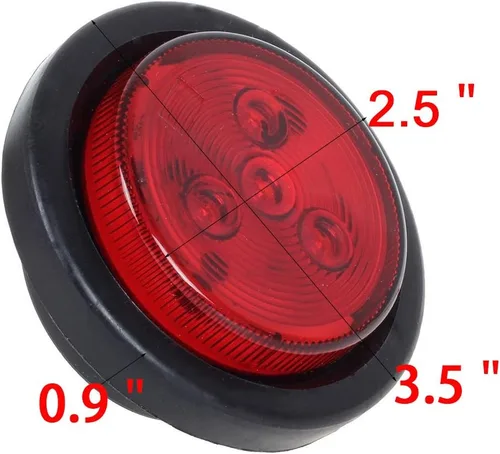 Miniatura 7 de NEW SUN® Paquete de 4 luces LED marcadoras de remolque de 2.5 pulgadas, ámbar y rojo, impermeables con diseño reflejo redondo, 4 diodos, ojales