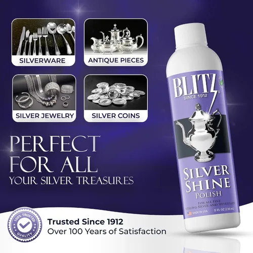 Miniatura 7 de Blitz Silver Shine Polish - Pulidor Líquido de Plata para Joyería de Plata de Ley y Plateada, Platos, Cubiertos, Accesorios y Decoración No Tóxico