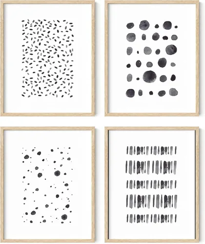 Miniatura 106 de HAUS AND HUES Arte abstracto para pared en blanco y negro, juego de 4 pósteres minimalistas en blanco y negro para paredes, pósteres estéticos Juego