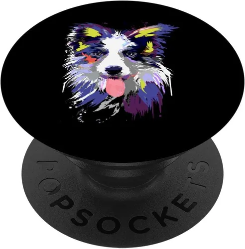 Artistic Border Collie Dog Art Splash Design PopSockets Grip and Stand for Phones and Tablets