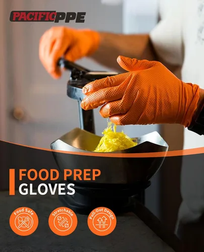 Miniatura 5 de PACIFIC PPE Guantes de nitrilo resistentes de 8 mil, resistentes a productos químicos, guantes desechables industriales con textura de diamante