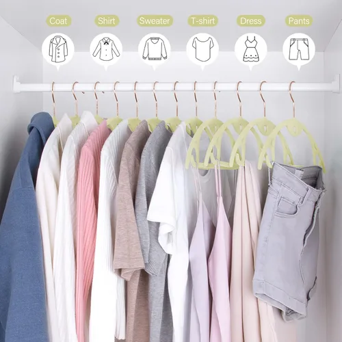 Miniatura 7 de Paquete de 50 perchas de terciopelo: perchas de fieltro resistentes para camisas, suéteres, sin protuberancias de hombro, antideslizantes, delgadas