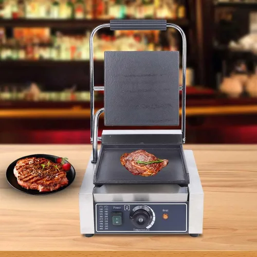 Miniatura 4 de Sandwichera de acero inoxidable con revestimiento de esmalte, parrilla eléctrica de prensa Panini de 1800 W, máquina de prensado de sándwich gourmet