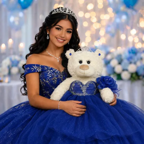 Miniatura 2 de Centro de mesa grande de 20.0 in de oso de peluche de quinceañera, vestido elegante, regalo de recuerdo de gran tamaño para 15 años, decoración