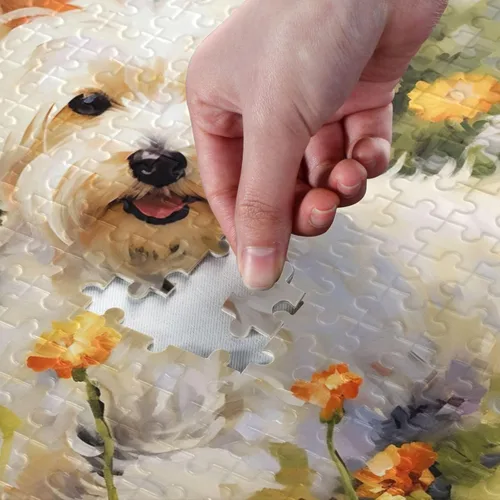 Miniatura 4 de Rompecabezas de jardín de perros lindos de 500 piezas para adultos, rompecabezas educativos de aprendizaje, juguetes familiares difíciles