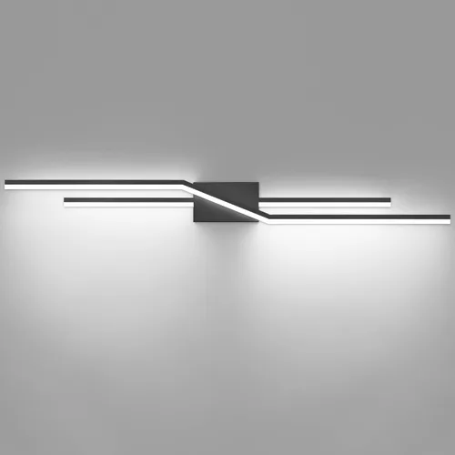 Miniatura 13 de SOLFART Luces de baño con acabado mate en negro, regulables, LED, para tocador, sobre espejo, 24 pulgadas, modernas, luces de pared