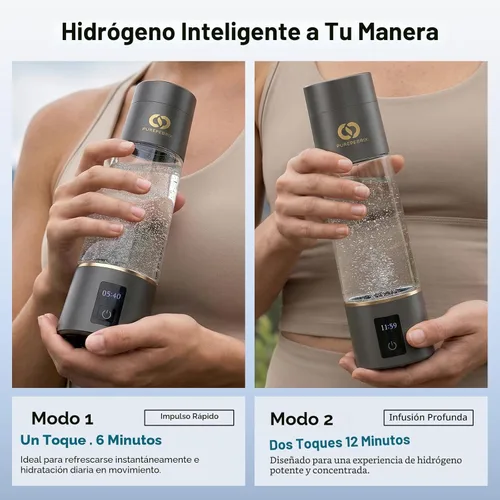 Miniatura 6 de PUREPEBRIX Generador de botellas de agua de hidrógeno - Máquina de agua de hidrógeno de 6400 PPB Regalo de bienestar certificado por IHSA para Gris