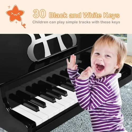 Miniatura 6 de Costzon Piano Clásico para Niños, Piano de Juguete de Madera con 30 Teclas, con Soporte para Partituras y Banco, Mini Juguete Musical para Niños