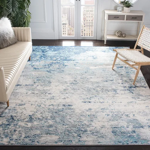 Miniatura 11 de SAFAVIEH Jasper Collection - Alfombra decorativa de 2 x 4 pies, gris y azul, diseño abstracto moderno, no desprende pelusa y de fácil cuidado, ideal