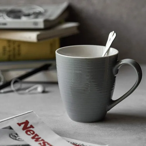 Miniatura 6 de DOWAN Tazas de café, juego de 6 tazas de café de 17 onzas, tazas de té corrugado (gris)