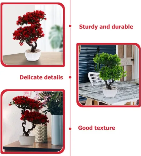 Miniatura 5 de Vaguelly Árbol de pino artificial, 2 unidades, simulación de 12 pulgadas, planta en maceta de escritorio, árbol falso, adornos de bonsái falsos