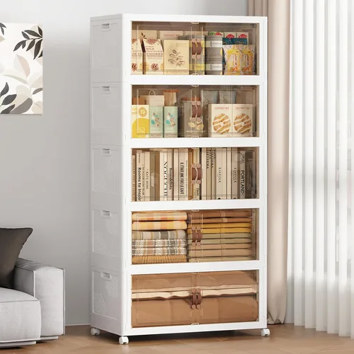 Miniatura 11 de SAILUN 321QT/80Gal Contenedores de almacenamiento apilables con tapa, contenedores de almacenamiento plegables con puertas, armario plegable